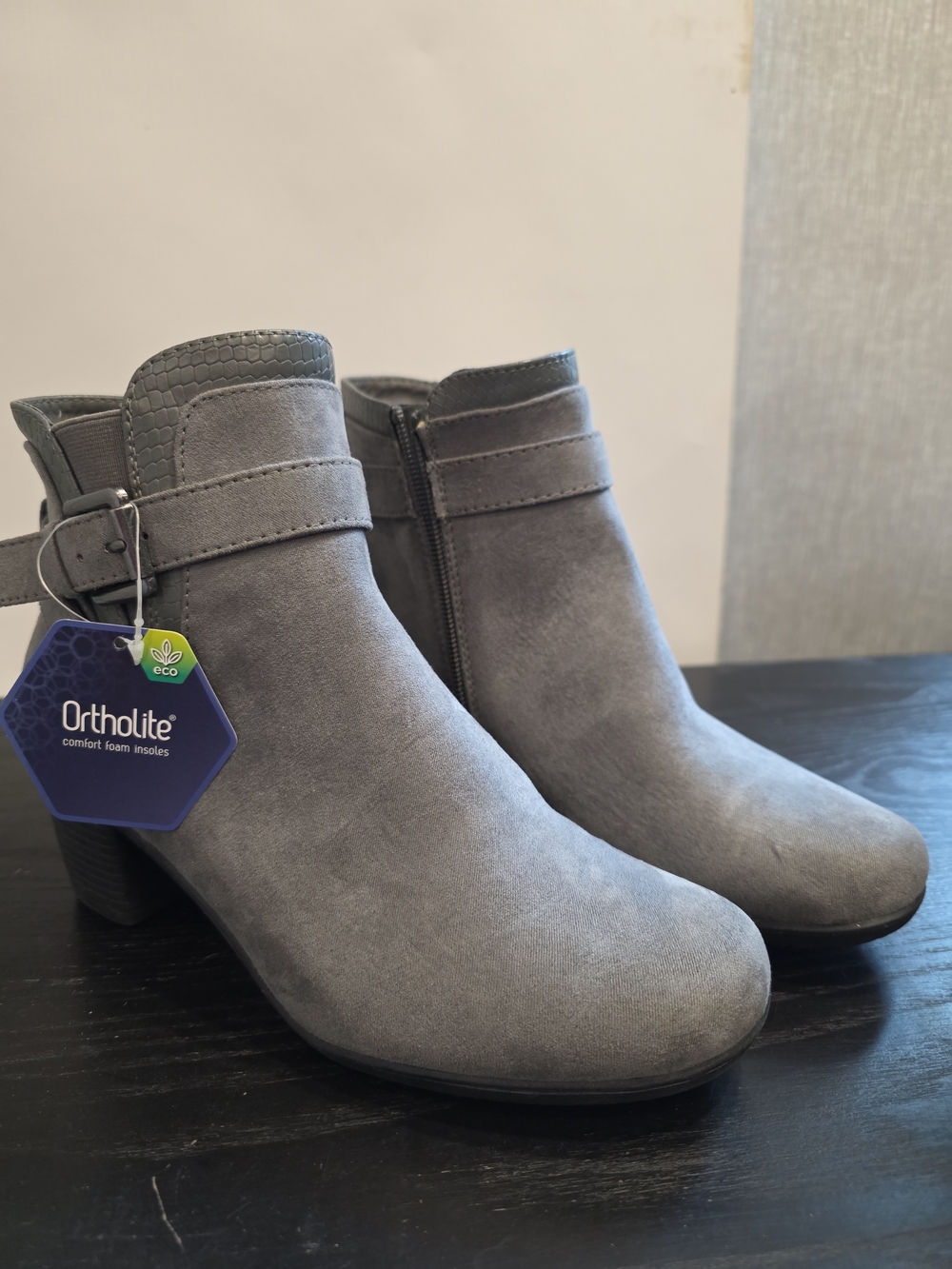 croft & barrow Gray Suede Ankle Booties with Side Zip